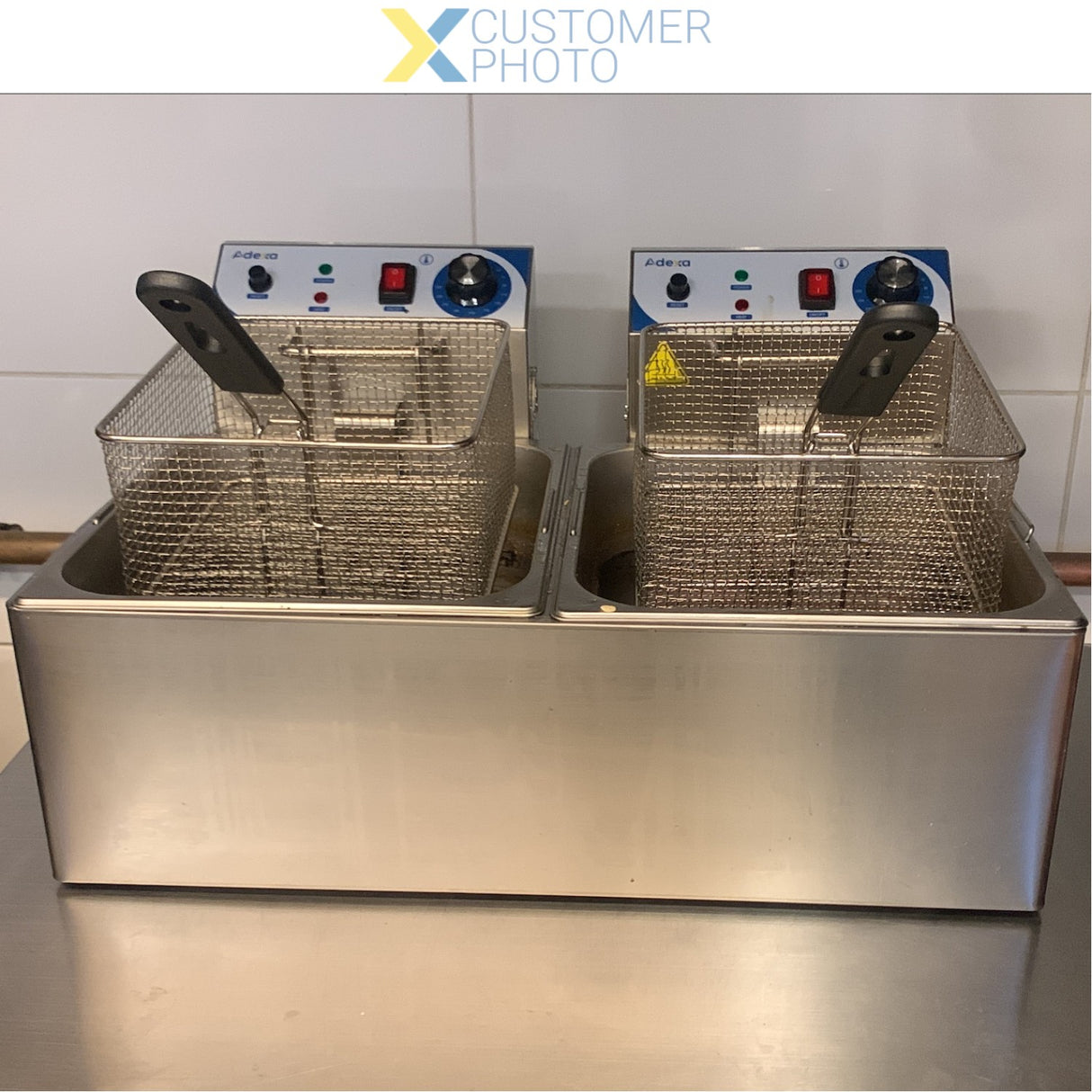 Commercial Double Deep Fat Fryer 10 + 10 Litres 3k W Countertop | Wh162 A