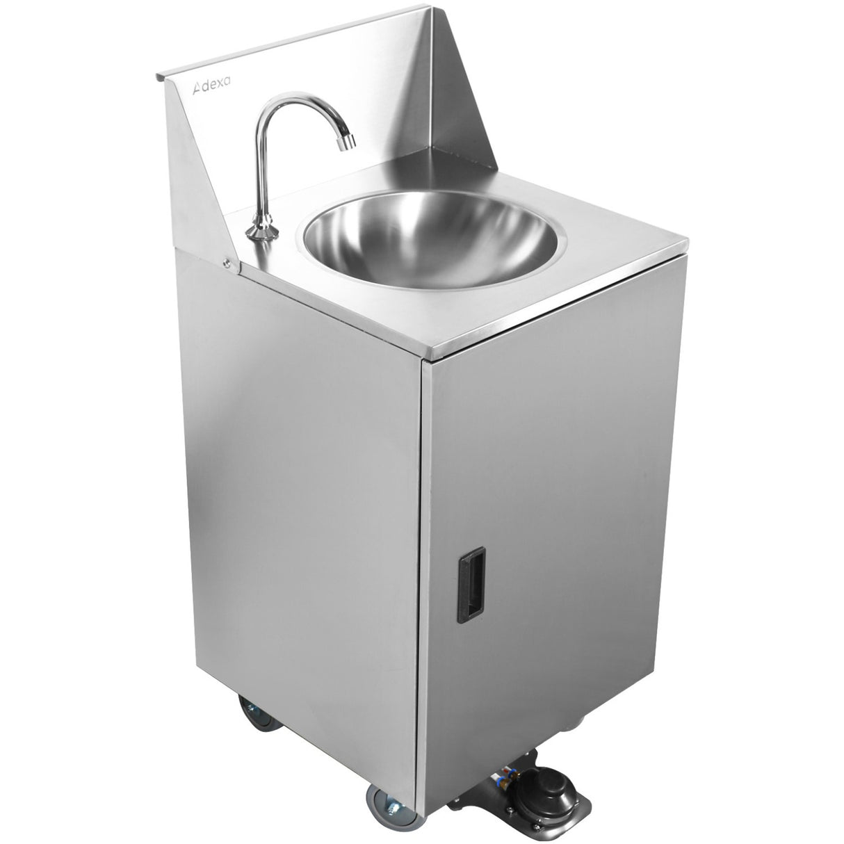 Foot Operated Economic Mobile Wash Basin With Backsplash &Amp; Castors Stainless Steel | Whf278 E