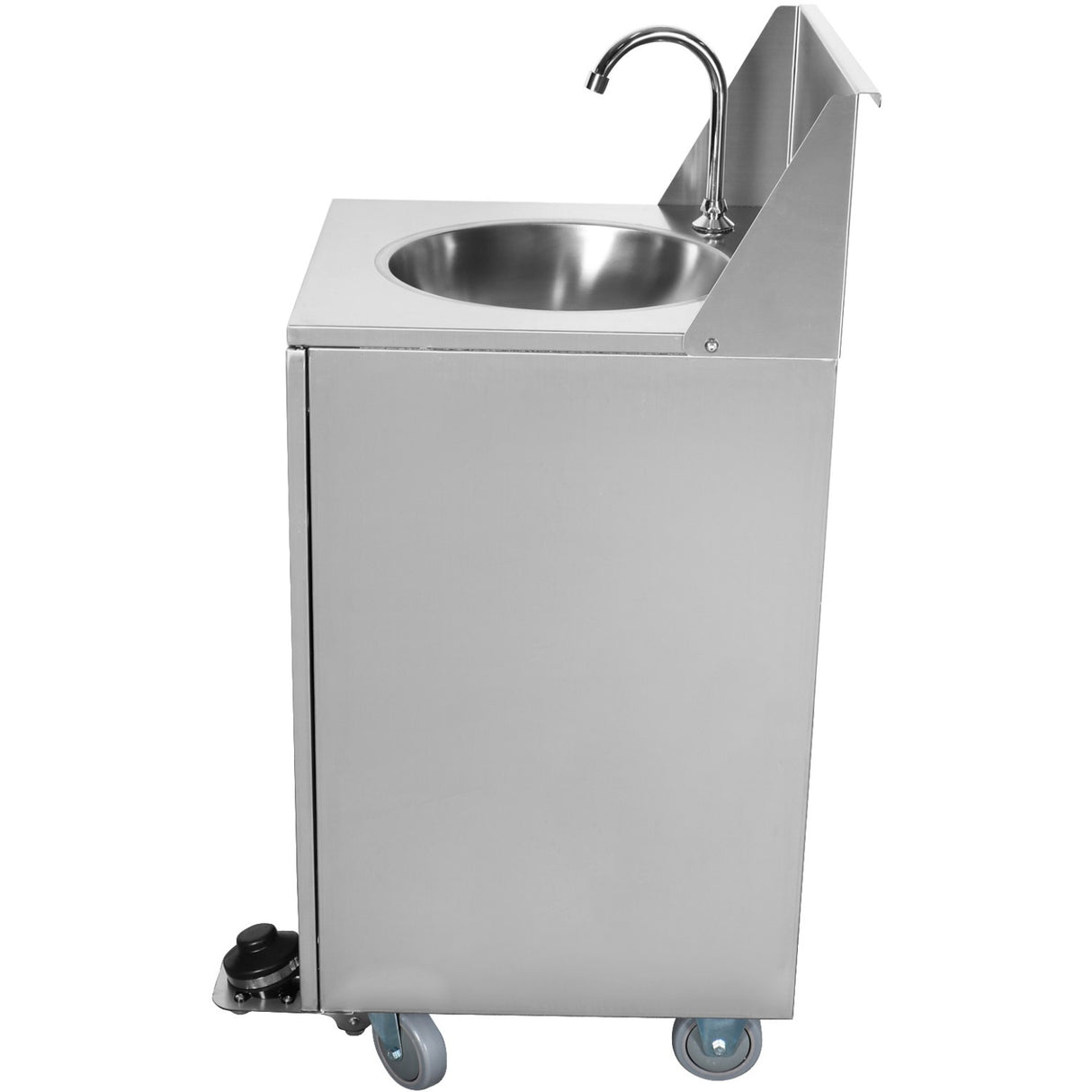 Foot Operated Economic Mobile Wash Basin With Backsplash &Amp; Castors Stainless Steel | Whf278 E
