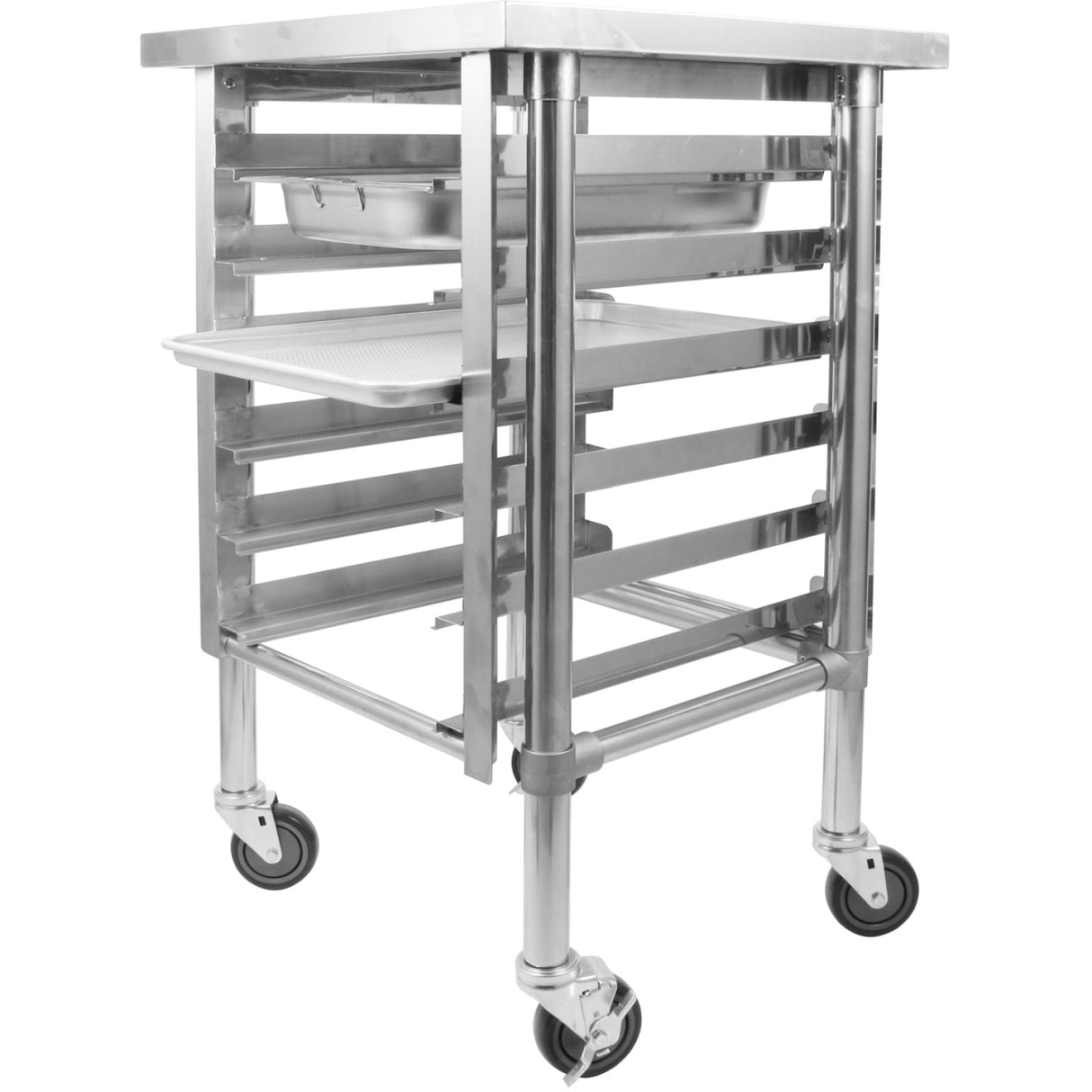 Commercial Mobile Equipment Stand With 6 Tier Tray Rack Gn1/1 Marine Edges 1000x700x900mm | Whmtr70100 C
