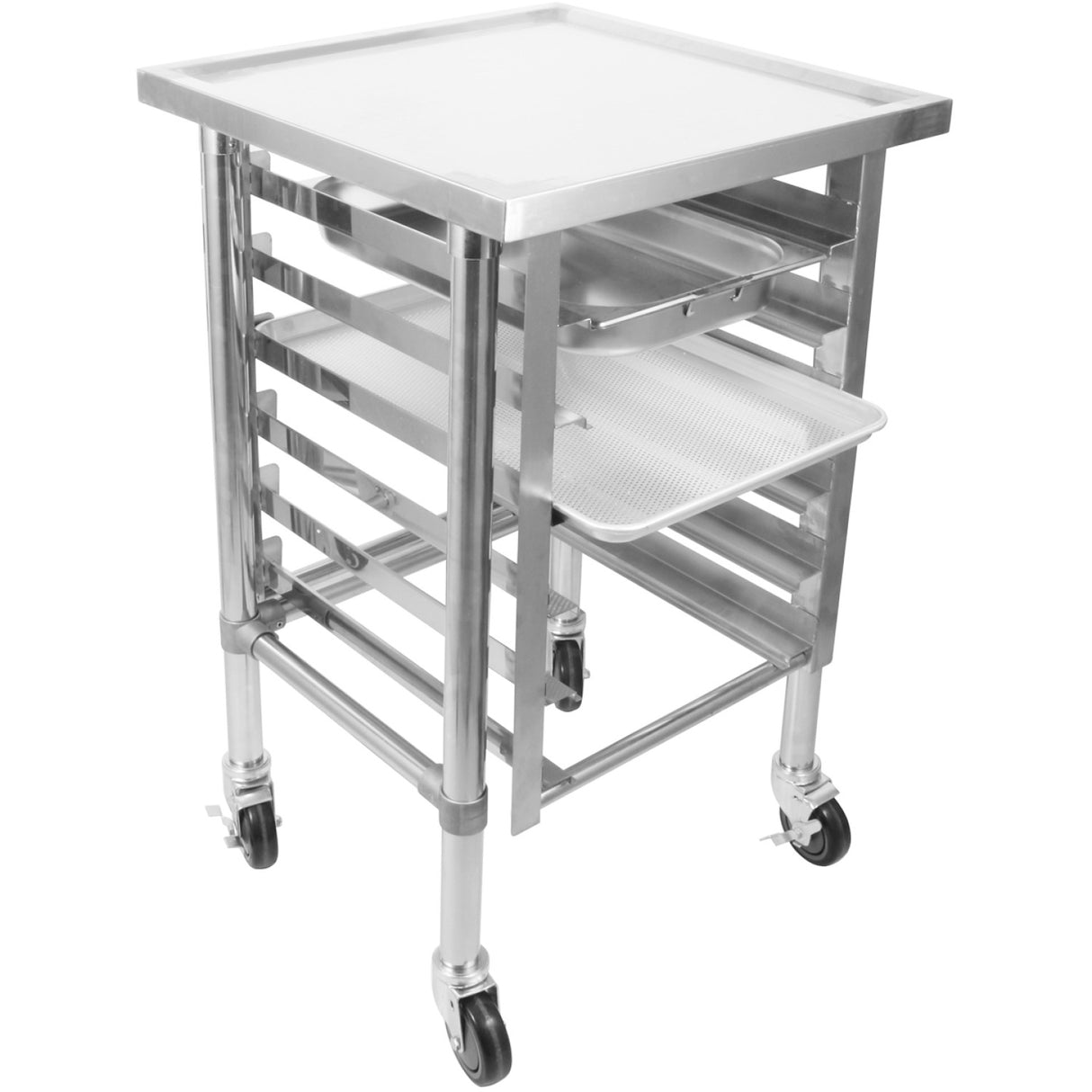 Commercial Mobile Equipment Stand With 6 Tier Tray Rack Gn1/1 Marine Edges 1000x600x900mm | Whmtr60100 C