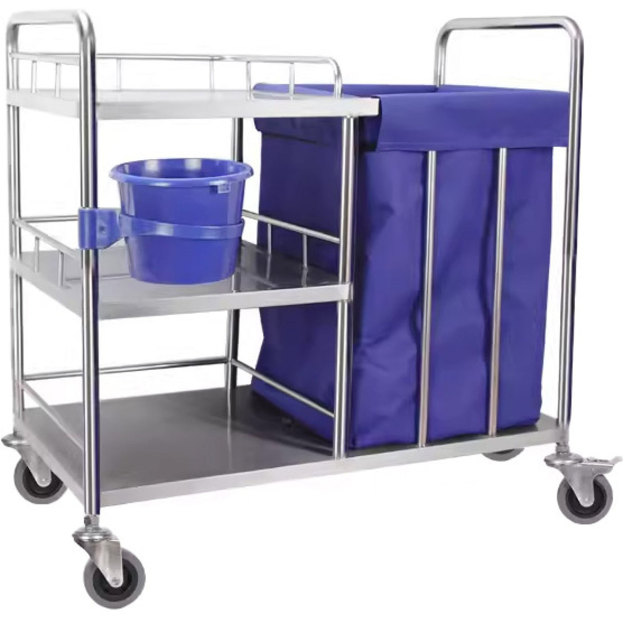 Professional Janitor/Cleaning Trolley Stainless Steel With Linen Basket 900mm | Whnt9045
