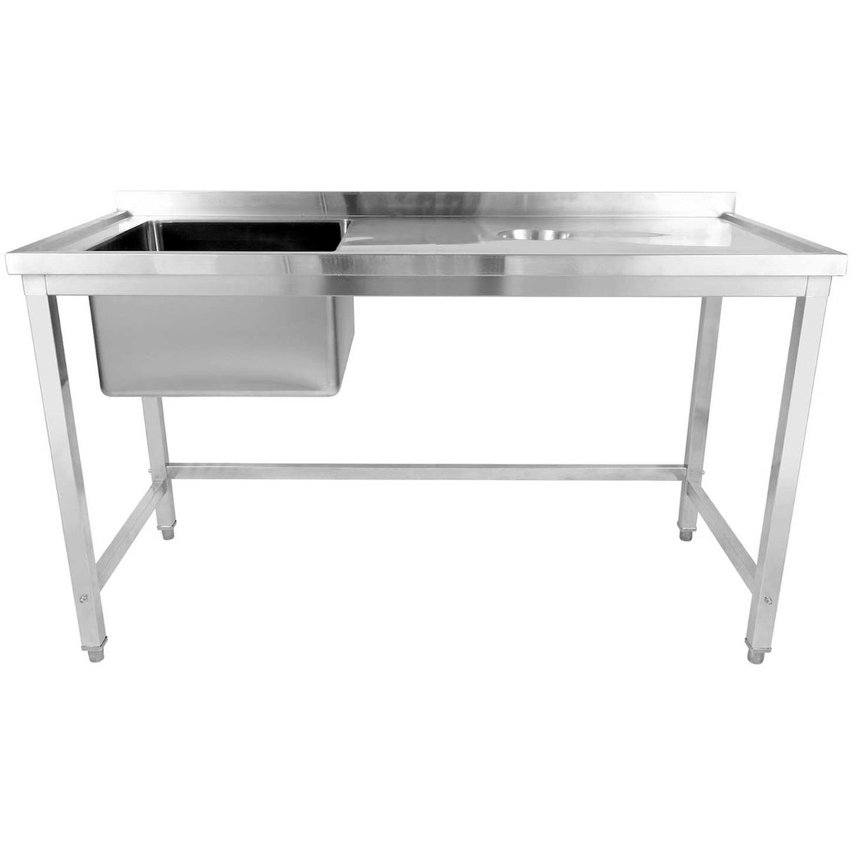 Commercial Single Sink Stainless Steel 1 Bowl To The Left Splashback 1400x600x950mm | Whstd1460 L