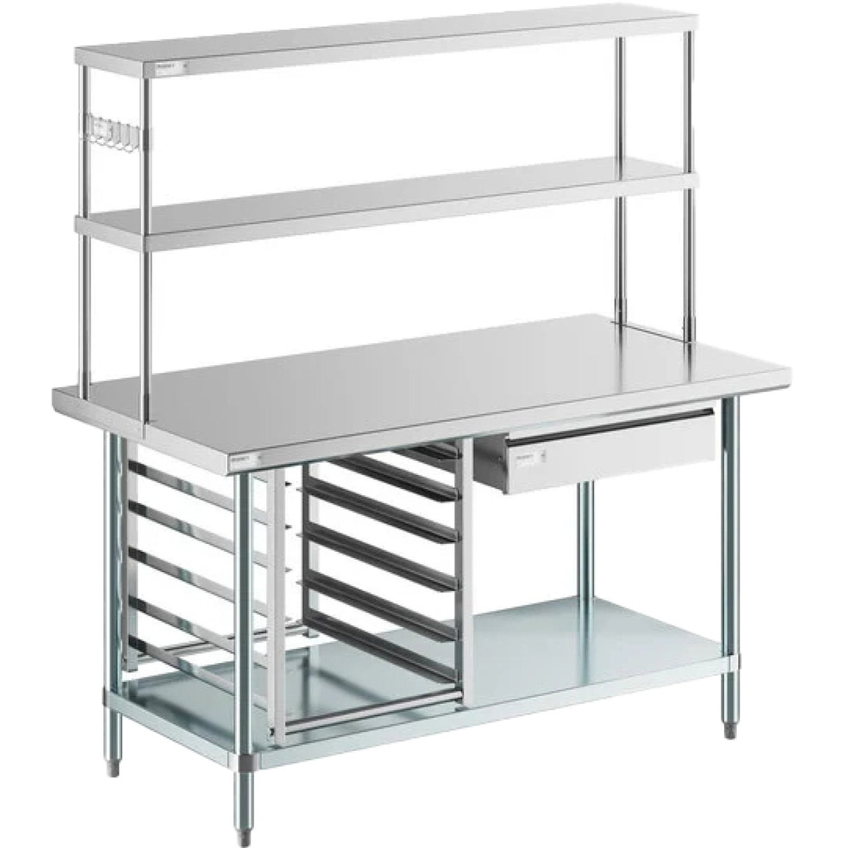 Commercial Stainless Steel Work Table With Overshelf, Drawer &Amp; Gn Pan Rack 1800x700x1675mm | Wt70180 Ps