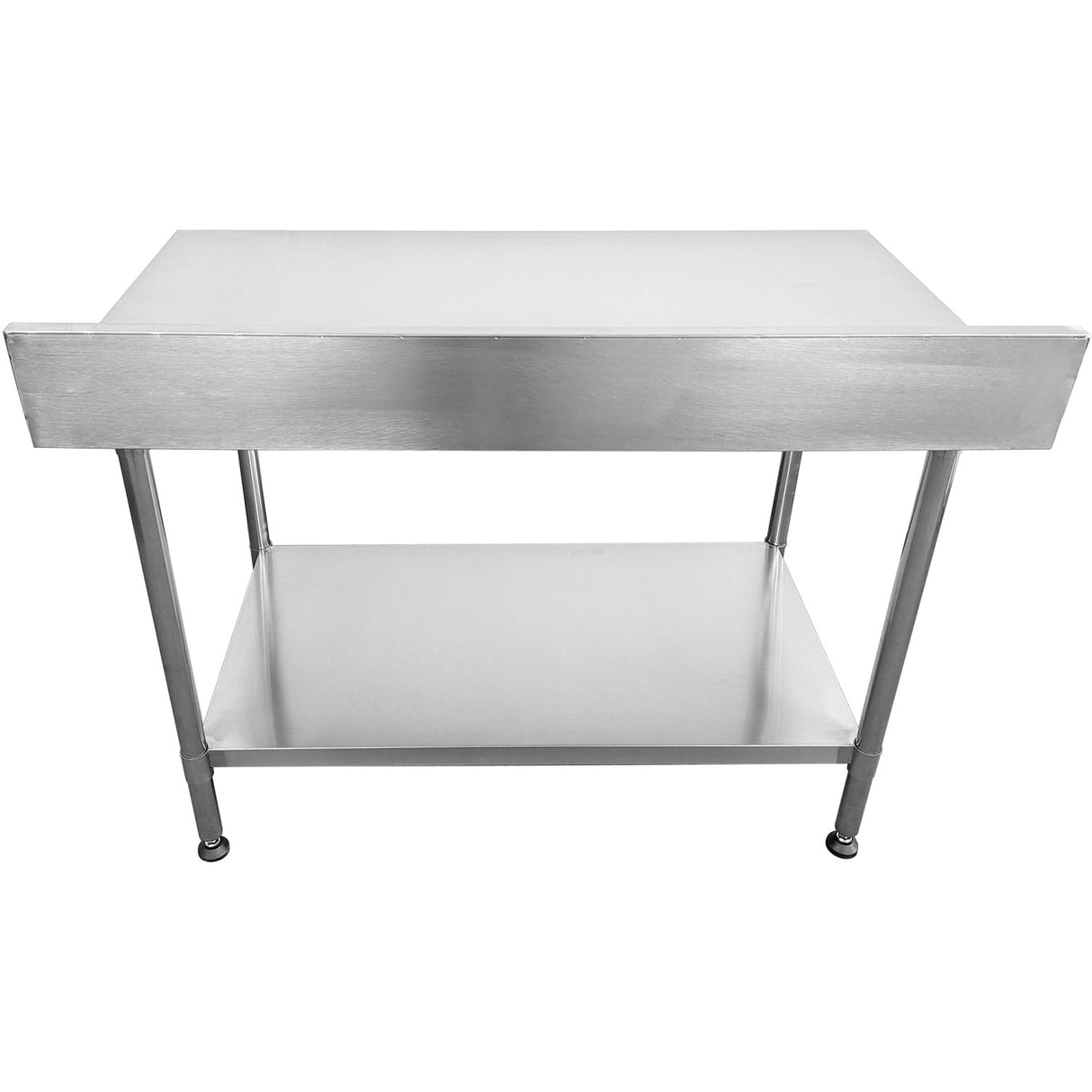 Commercial Mobile Work Table With Adjustable Feet Stainless Steel Bottom Shelf Rear Upstand 1400x600xx850/930mm | Wt60140 C