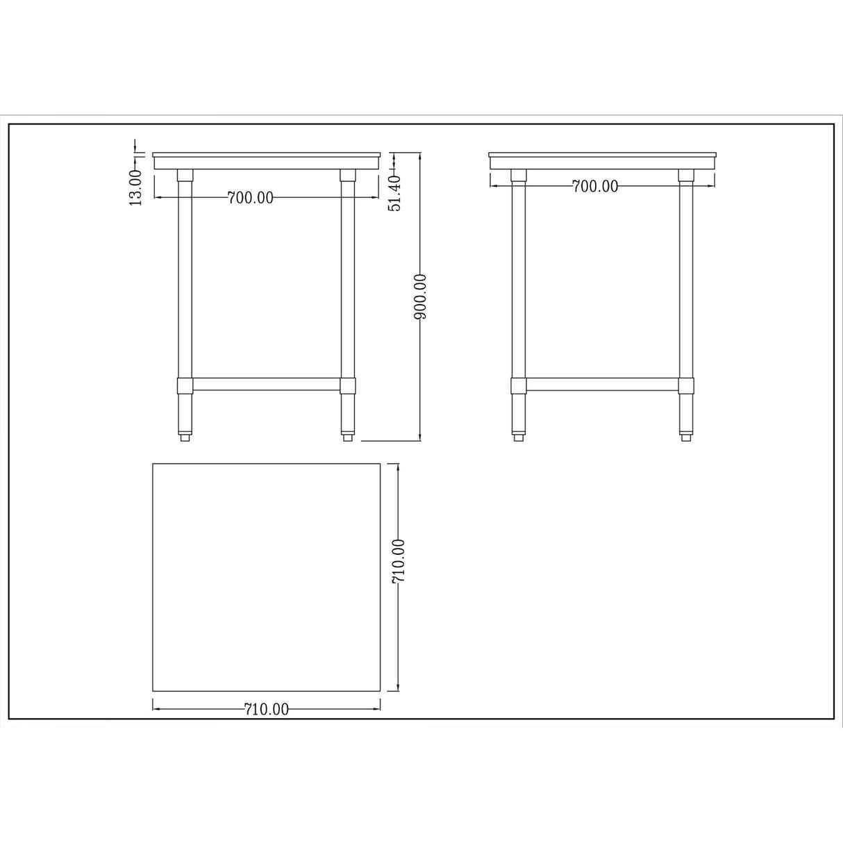 Chopping Board Table Stainless Steel 700x700x900mm | Wtc70702 G