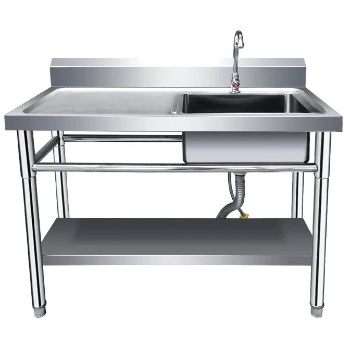 Commercial Sink Stainless Steel 1000x600x850mm 1 Bowl Right Splashback Undershelf | Wus100600 Right