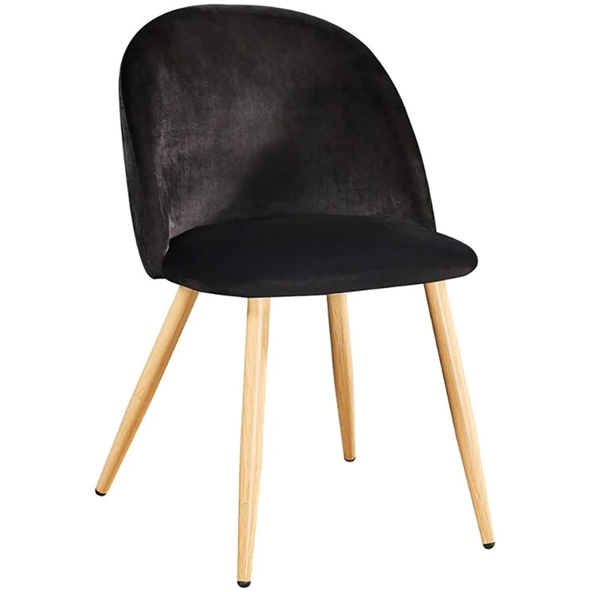 Velvet Dining Chair Black &Amp; Wood | Ww095