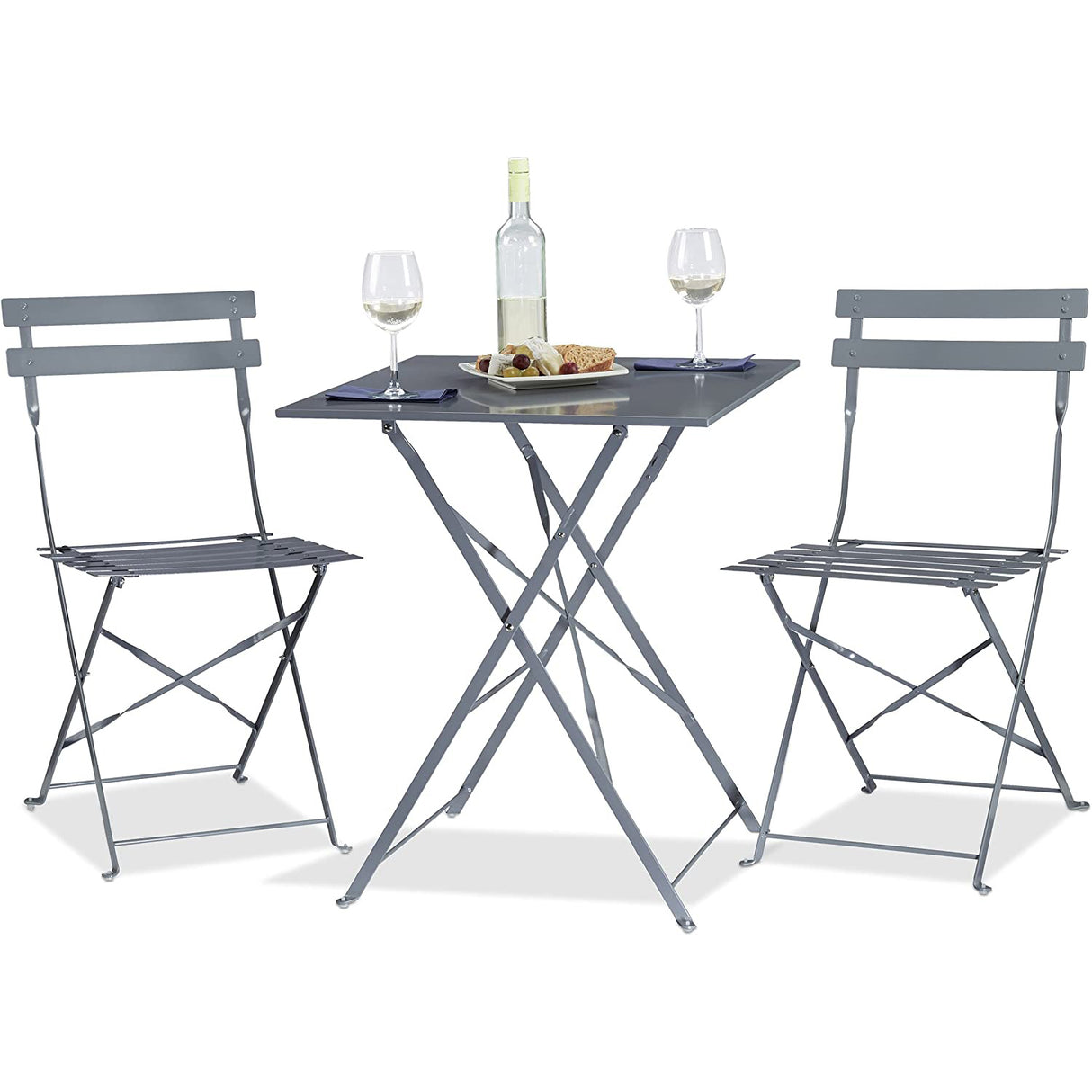 Folding Bistro Set Table &Amp; 2 Chairs Grey | Ww178 Grey