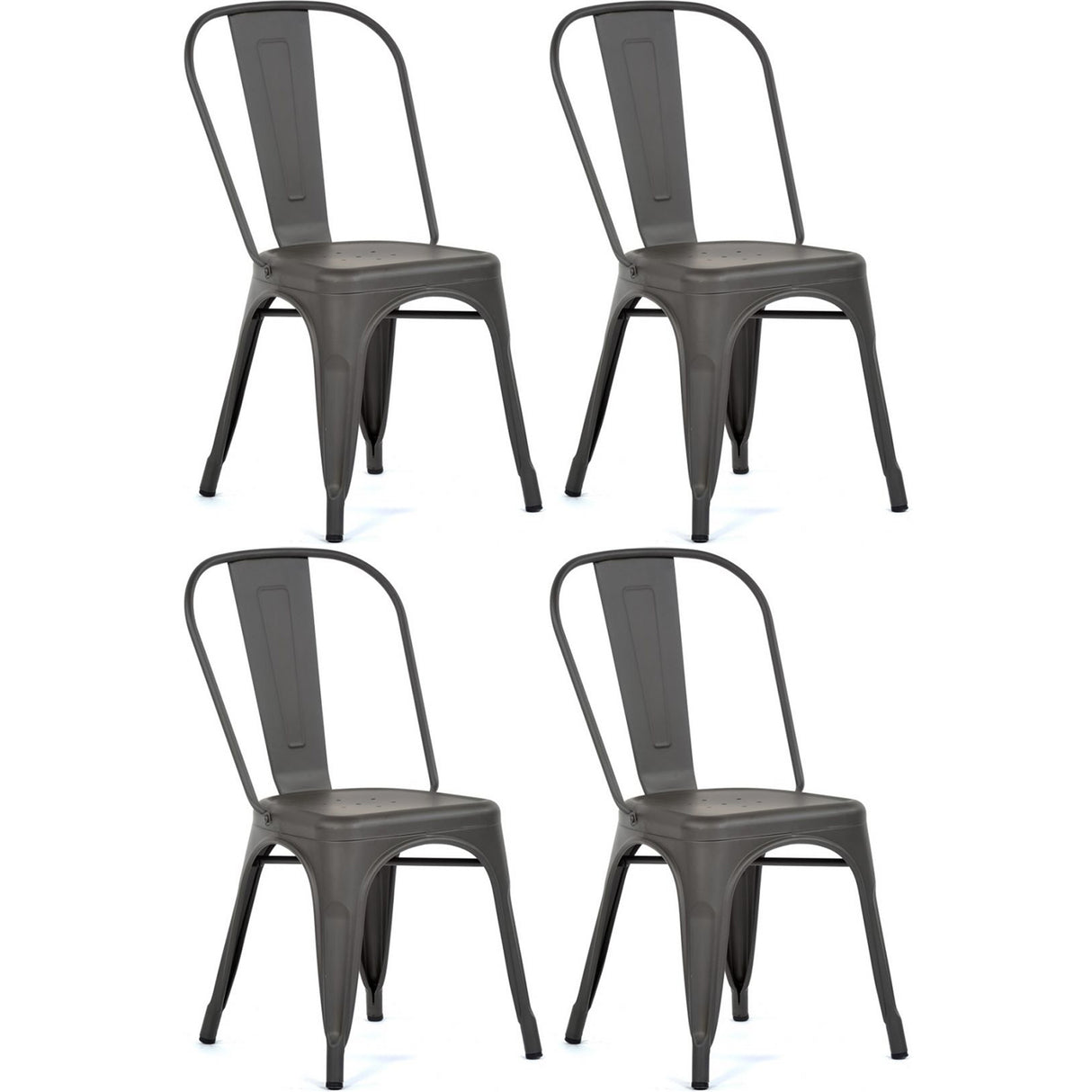 4pcs Bistro Dining Chair Steel Dark Grey Indoors | Ww60 G