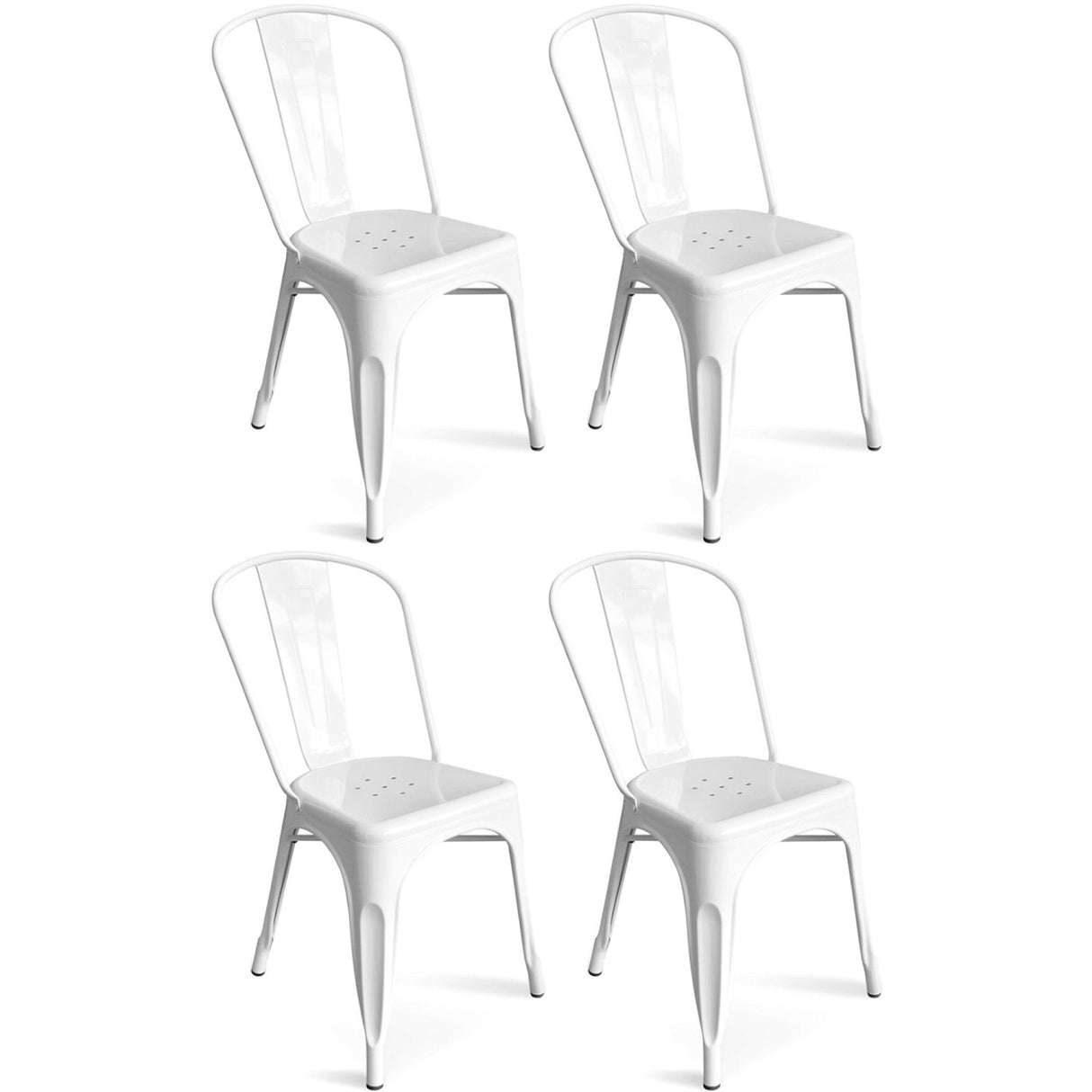 4pcs Bistro Dining Chair Steel White Indoors | Ww60 W