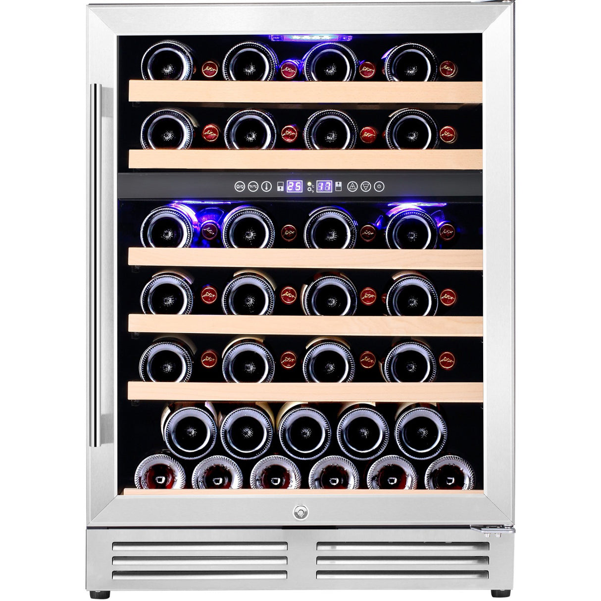 Commercial Wine Cooler 6 Shelves 138 Litres 46 Bottles Dual Temperature Zones Compressor Cooling 595x575x820mm Stainless Steel | Yc150 Bs