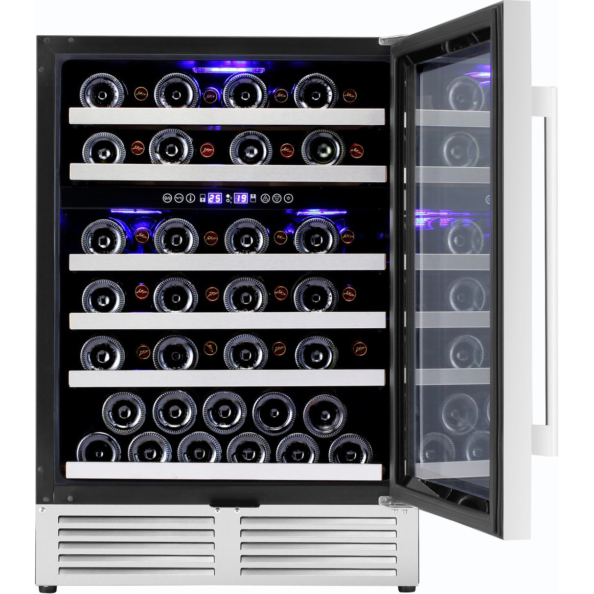 Commercial Wine Cooler 6 Shelves 138 Litres 46 Bottles Dual Temperature Zones Compressor Cooling 595x575x820mm Stainless Steel | Yc150 Bs