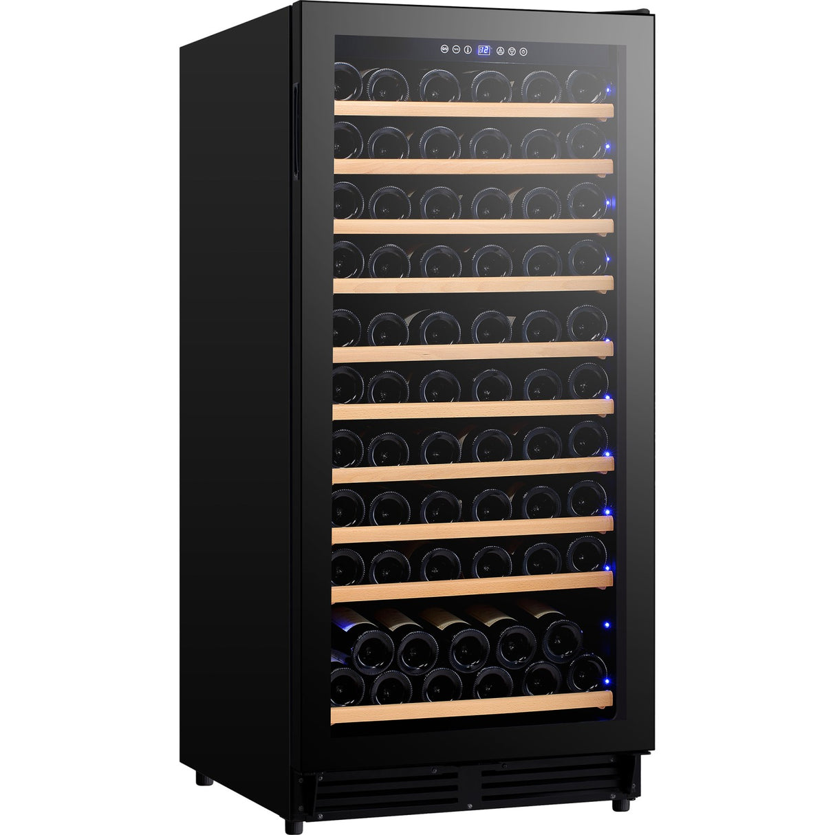 Commercial Wine Cooler 10 Shelves 285 Litres 110 Bottles Single Temperature Zone Compressor Cooling 598x690x1300mm Black | Yc298 Ag