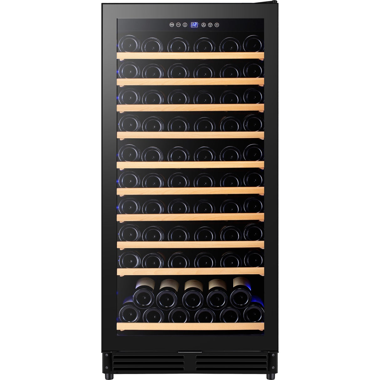 Commercial Wine Cooler 10 Shelves 285 Litres 110 Bottles Single Temperature Zone Compressor Cooling 598x690x1300mm Black | Yc298 Ag