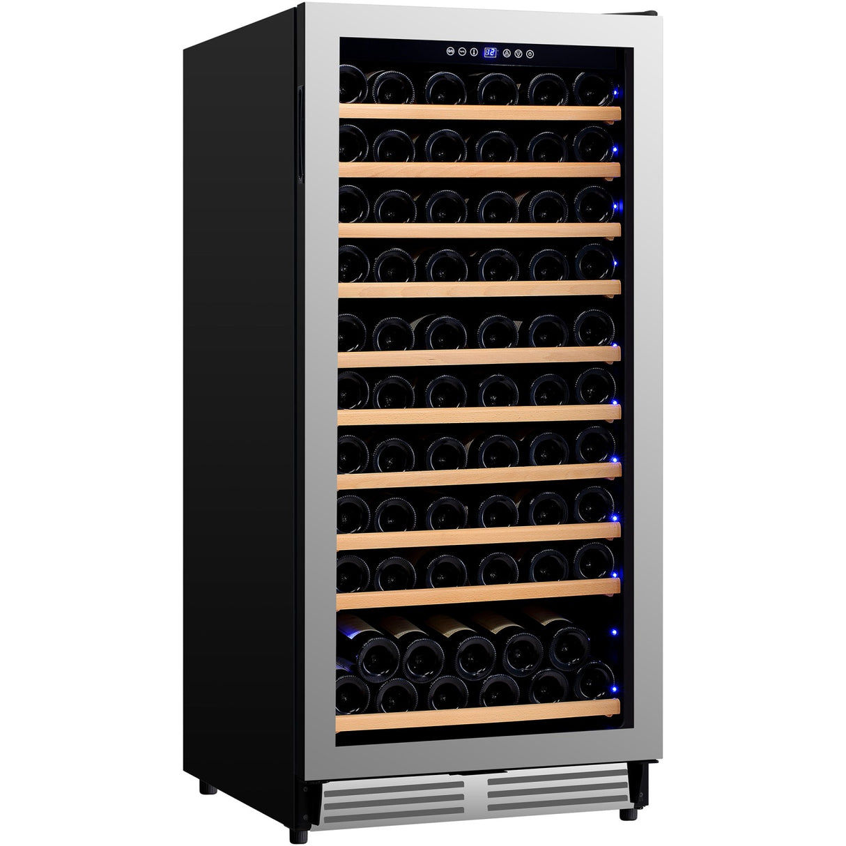 Commercial Wine Cooler 10 Shelves 285 Litres 110 Bottles Single Temperature Zone Compressor Cooling 598x690x1300mm Stainless Steel | Yc298 As