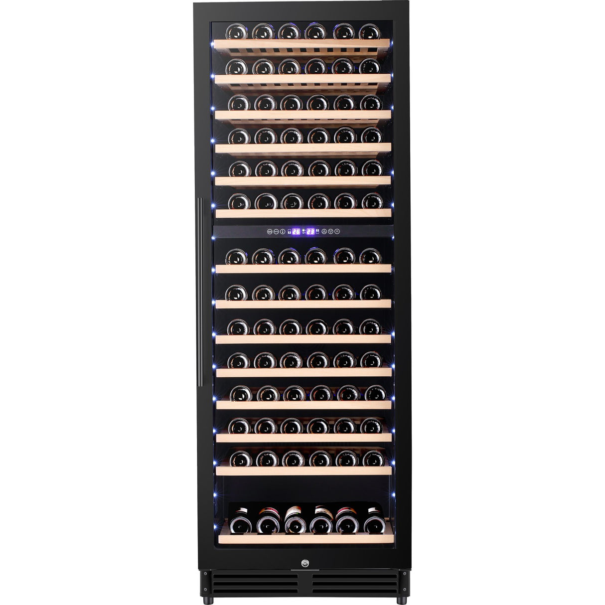 Commercial Wine Cooler 14 Shelves 393 Litres 154 Bottles Dual Temperature Zones Compressor Cooling 598x690x1700mm Black | Yc408 Bg