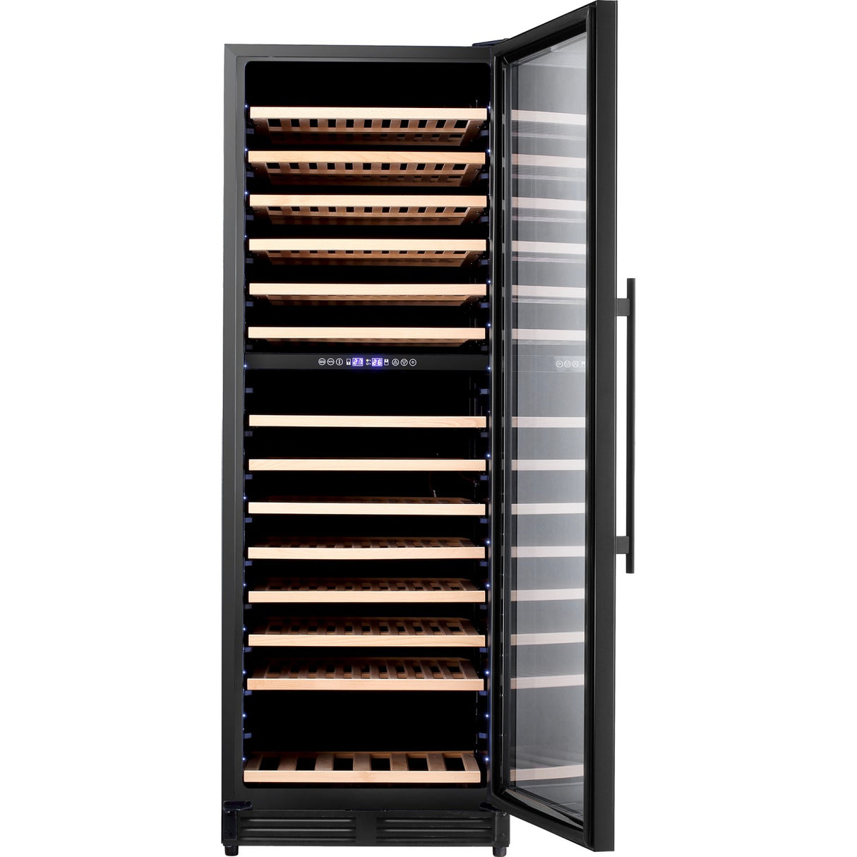 Commercial Wine Cooler 14 Shelves 393 Litres 154 Bottles Dual Temperature Zones Compressor Cooling 598x690x1700mm Black | Yc408 Bg