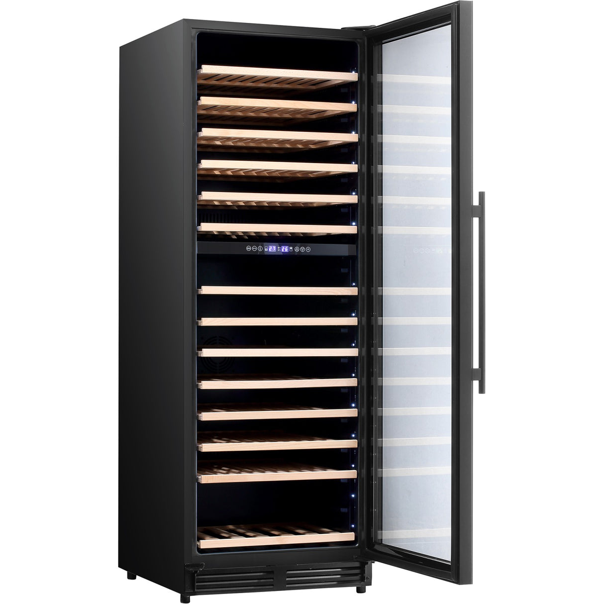 Commercial Wine Cooler 14 Shelves 393 Litres 154 Bottles Dual Temperature Zones Compressor Cooling 598x690x1700mm Black | Yc408 Bg