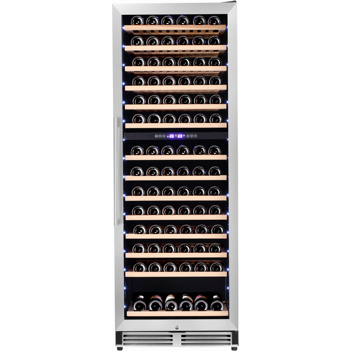 Commercial Wine Cooler 14 Shelves 393 Litres 154 Bottles Dual Temperature Zones Compressor Cooling 598x690x1700mm Stainless Steel | Yc408 Bs