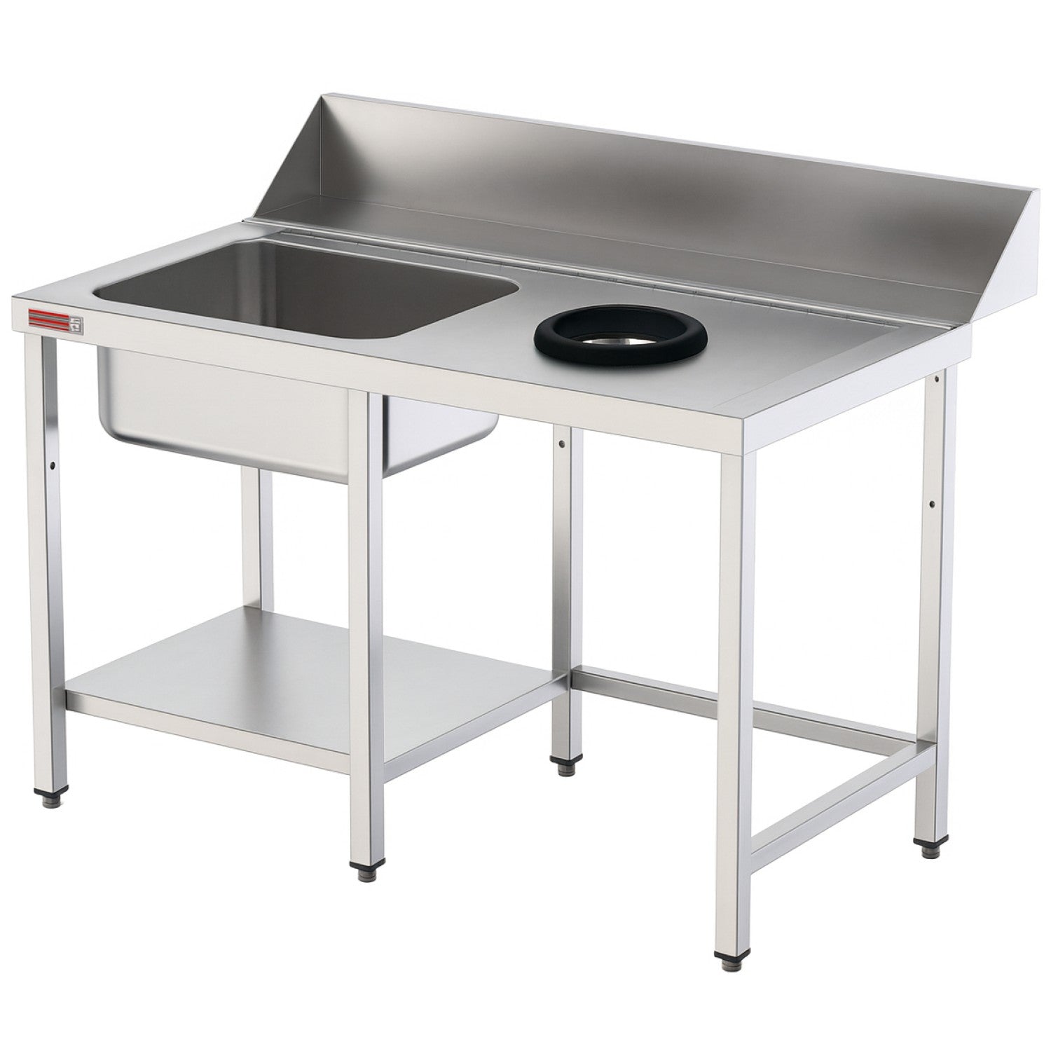 Commercial Stainless Steel Sink With Waste Hole And Splashback 1200x750x970 | Yls1275 B1 Dr