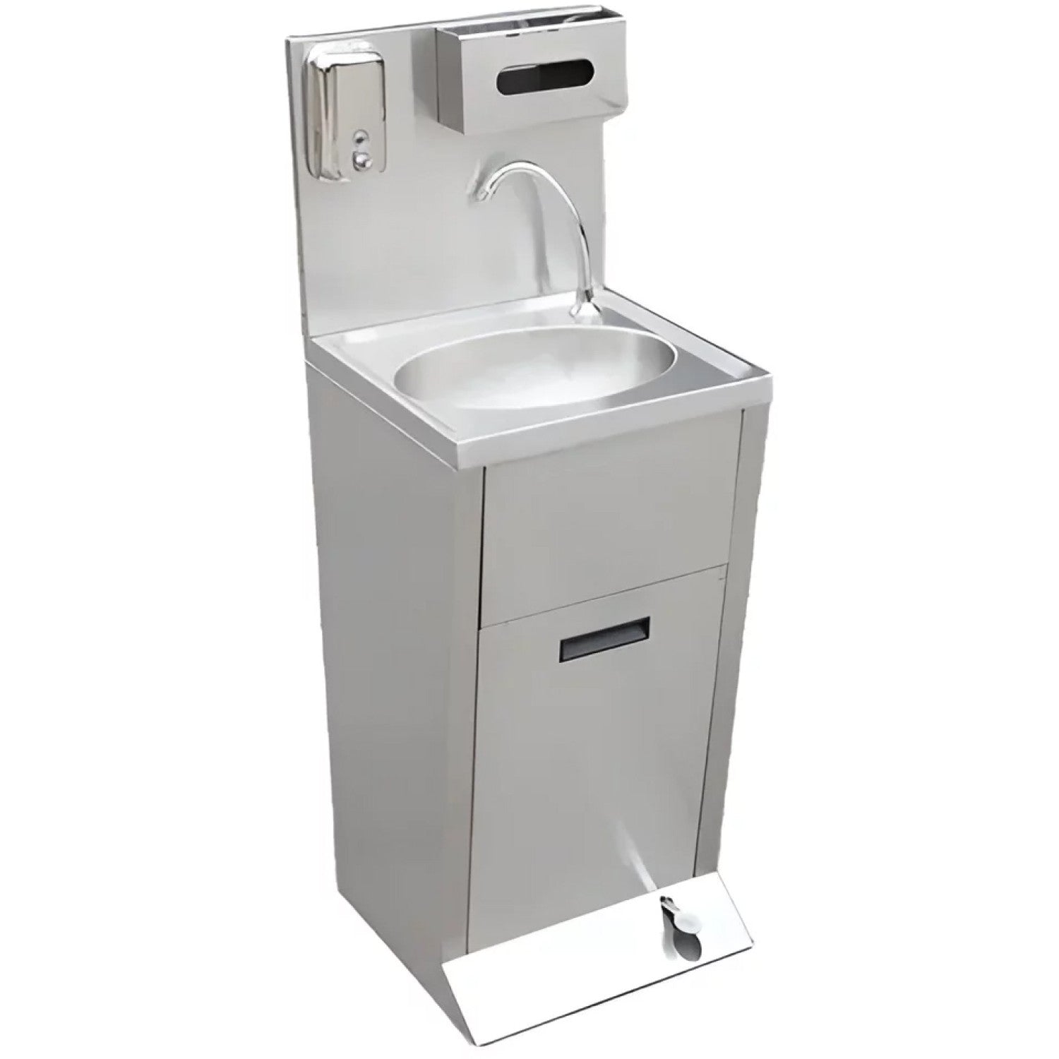 Stainless Steel Foot Operated Hand Wash Sink With Dispenser Panel 430x400x1250mm | Yls46 H