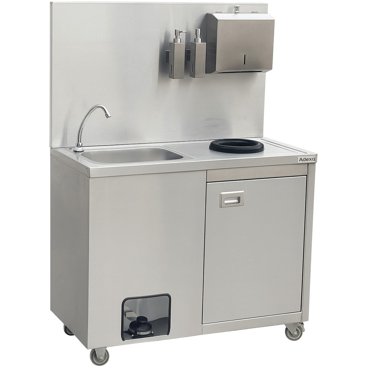 Mobile Stainless Steel Hygiene Station With Pedal Faucet &Amp; Waste Bin 1000x500x1350mm | Ylsyt105