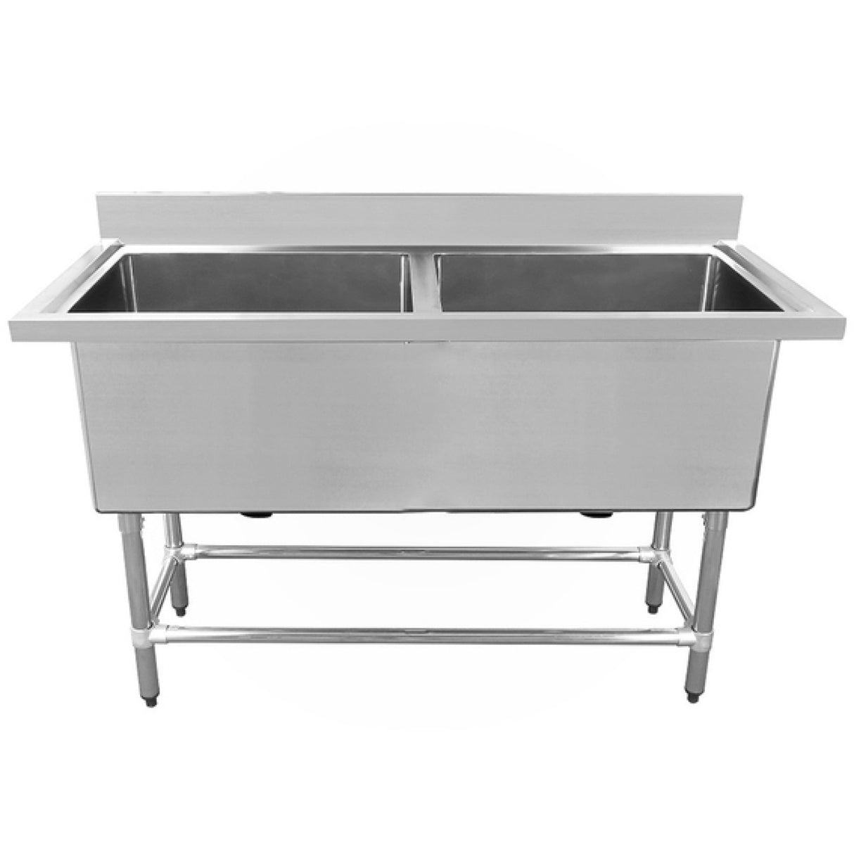 Commercial Pot Wash Sink Stainless Steel 2 Bowl 1410x600x900mm Round Legs | Ysa260141201