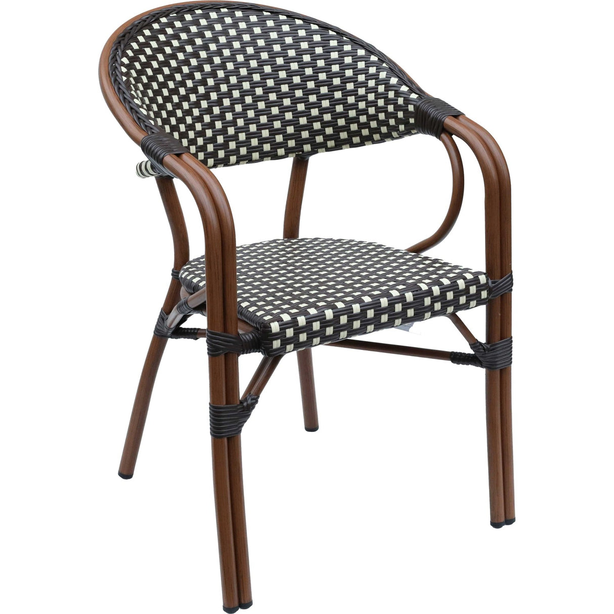Bistro Rattan Chair Double Tube Aluminium Brown &Amp; Wood Finish | Zf2000 C