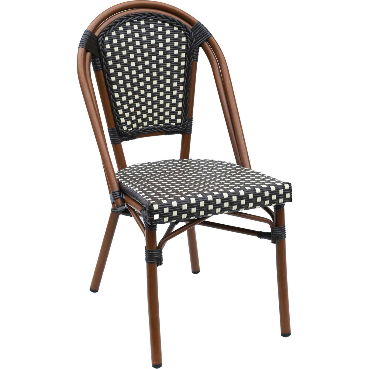 Bistro Rattan Chair Aluminium Brown &Amp; Wood Finish | Zf2003 C