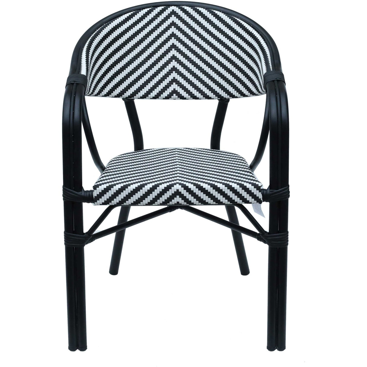 Bistro Teslin Chair Double Tube Aluminium Black &Amp; White | Zf3004 Cblack