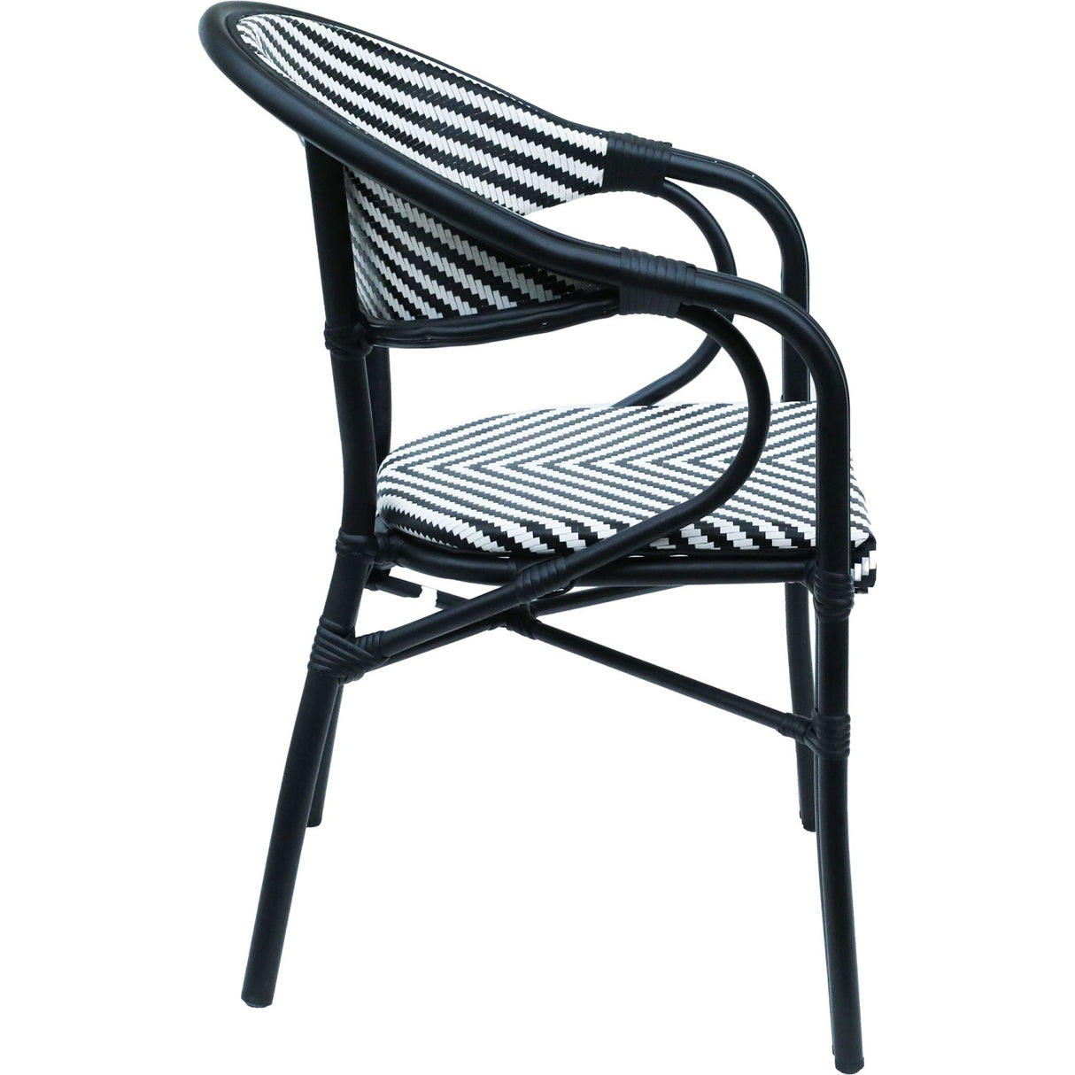 Bistro Teslin Chair Double Tube Aluminium Black &Amp; White | Zf3004 Cblack