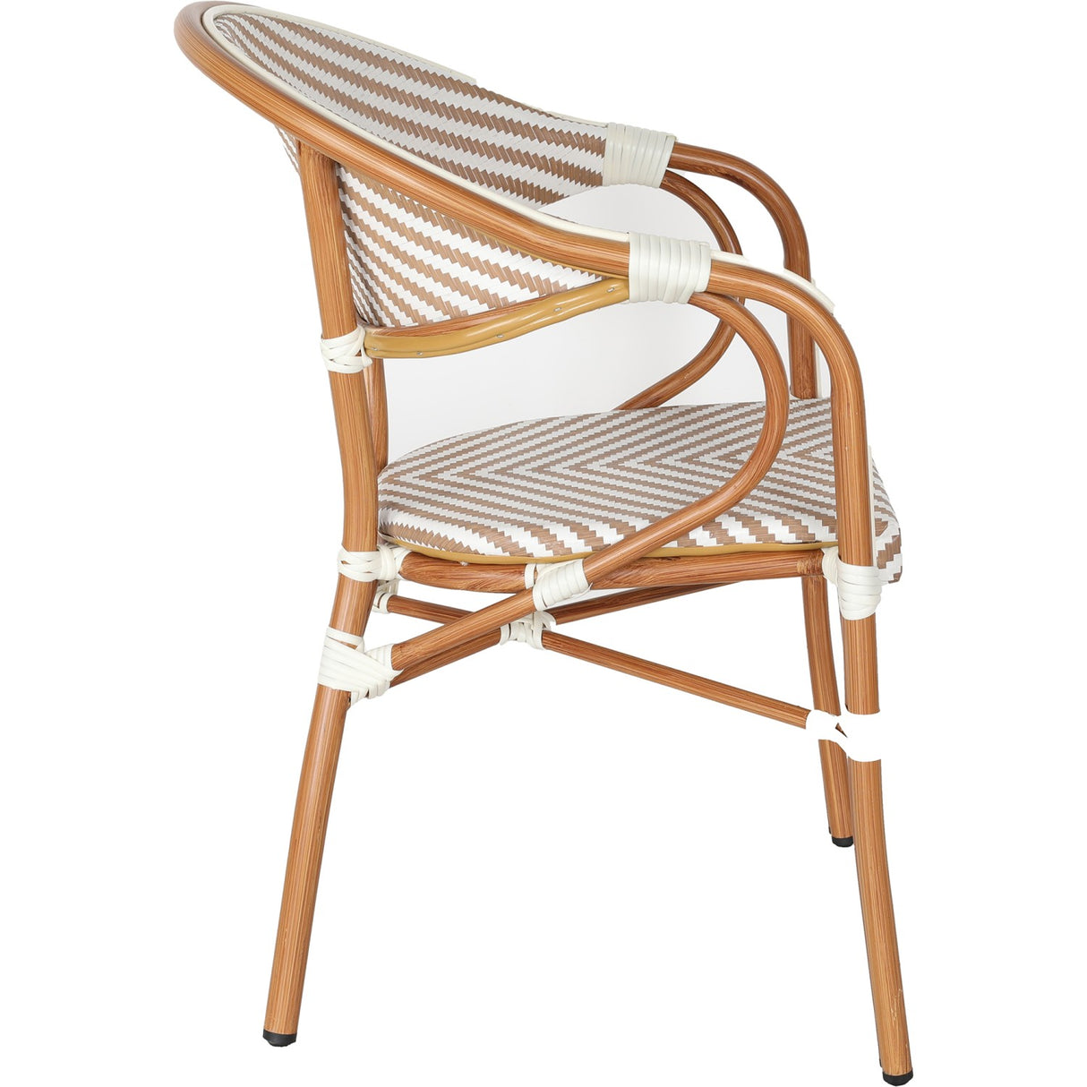 Bistro Teslin Chair Double Tube Aluminium White &Amp; Beige | Zf3004 Cwood