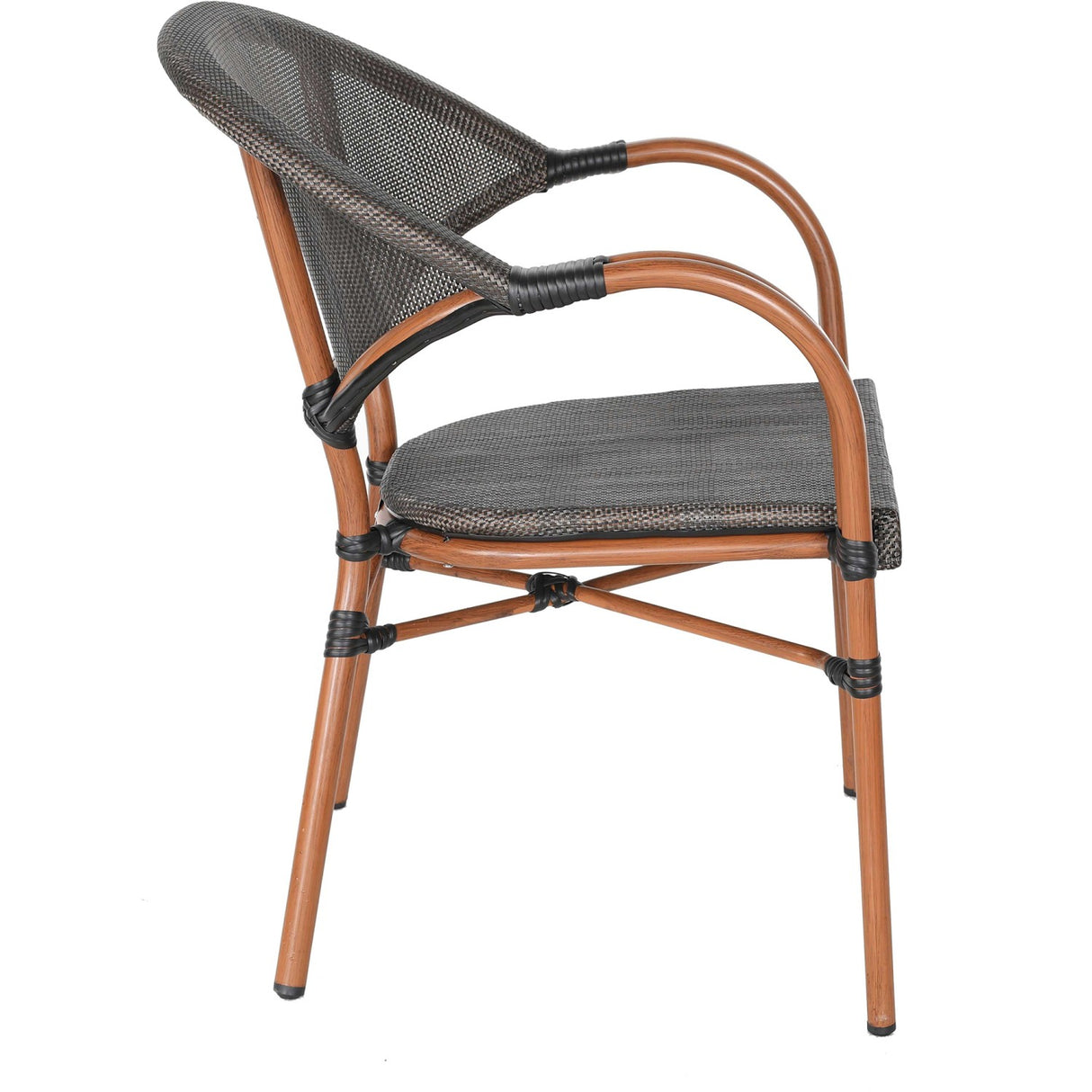 Bistro Teslin Chair Double Tube Aluminium Wood Finish| Zf3022 Cwood