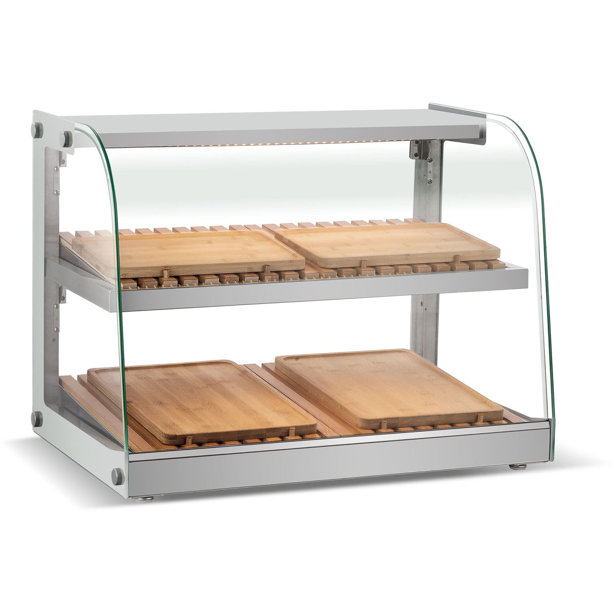 Neutral Display Case Curved 2 Tier 685x455x516mm Stainless Steel Frame | Zw100 Rss
