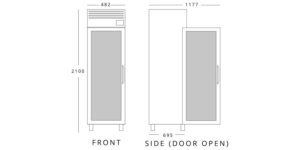 Upright Single Hinged Glass Door Gastronorm Refrigerator