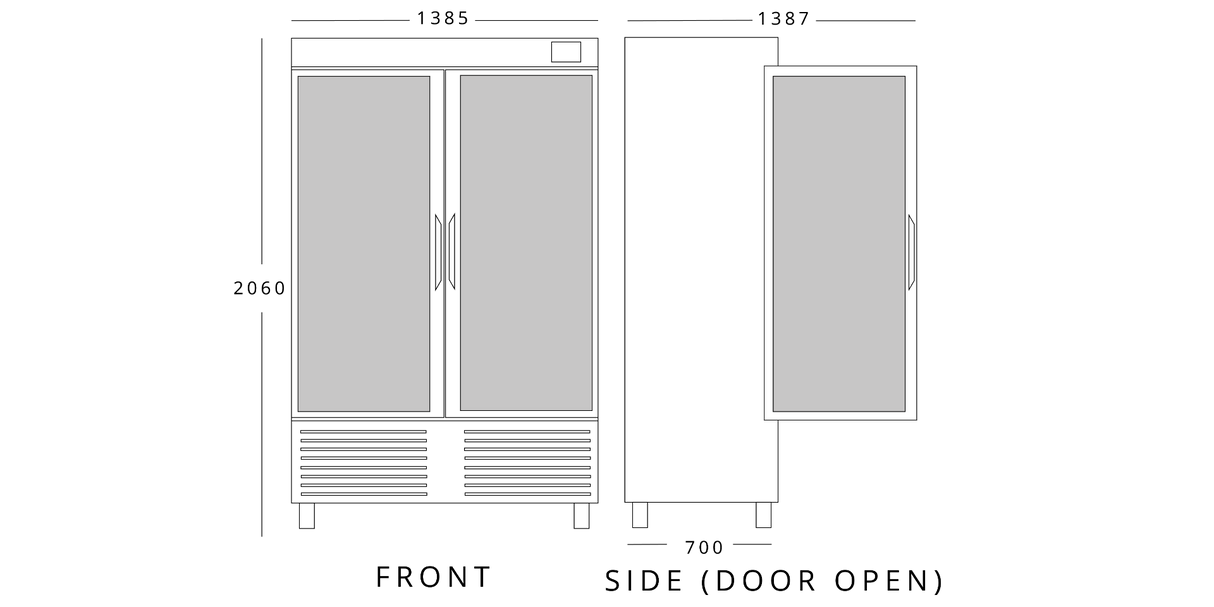 Upright Single Hinged Glass Door Refrigerator