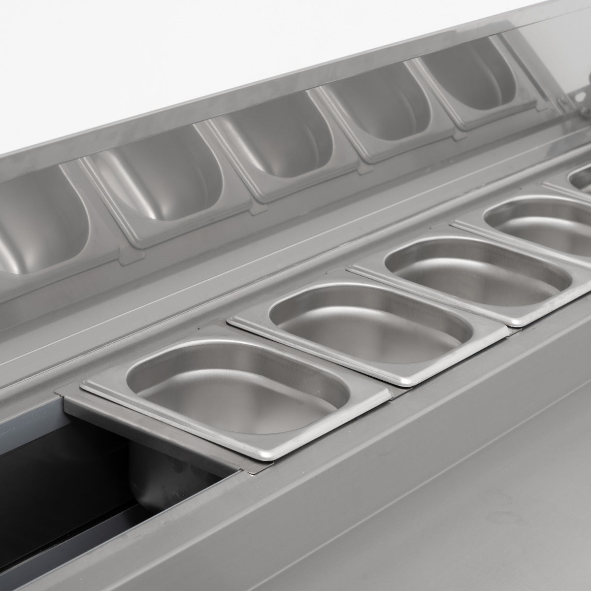 Compact Double Door Counter Refrigerator With Raised Collar