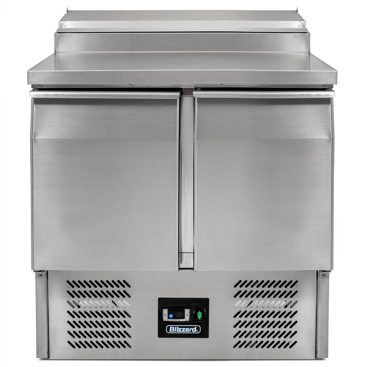Compact Double Door Counter Refrigerator With Raised Collar