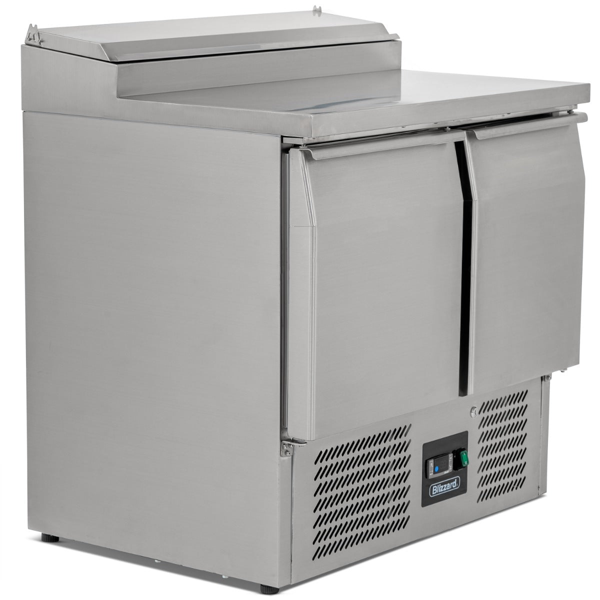 Compact Double Door Counter Refrigerator With Raised Collar