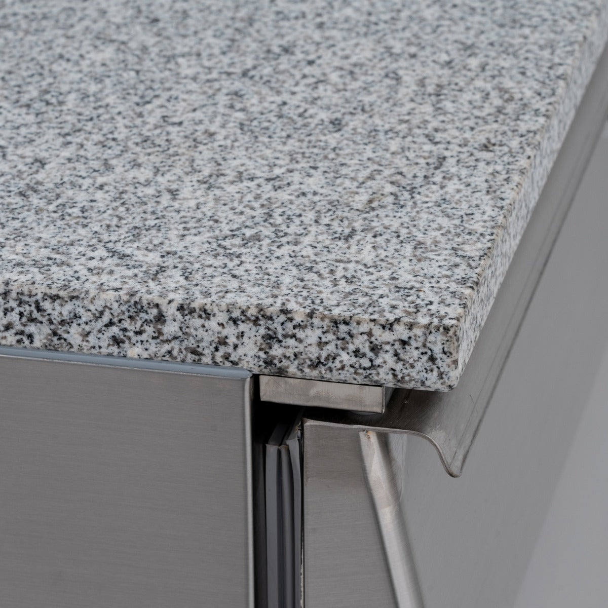 Compact Triple Door Counter Refrigerator With Granite Worktop