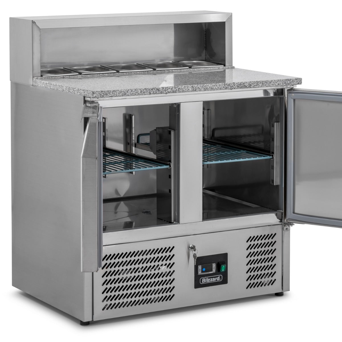 Compact Double Door Refrigerated Pizza Prep Counter