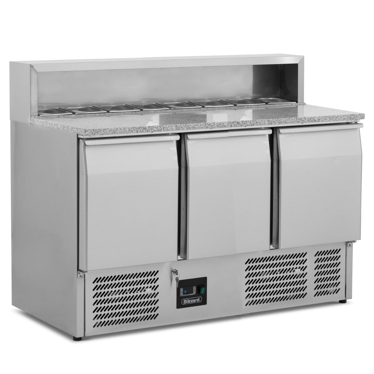 Compact Triple Door Refrigerated Pizza Prep Counter
