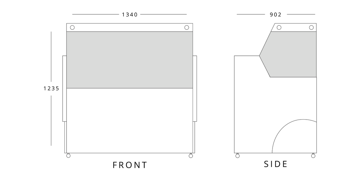 1.3m Flat Glass Serve Over Counter