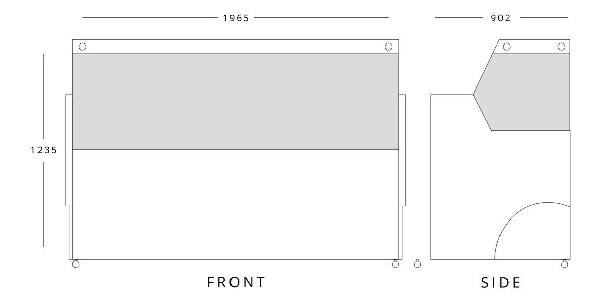2m Flat Glass Serve Over Counter