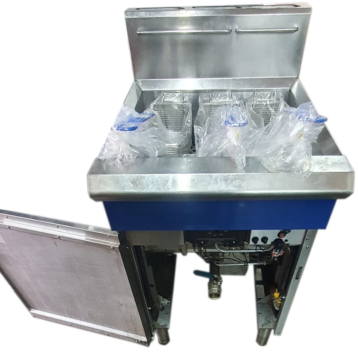 Blue Seal Single Tank Three Basket Free Standing Natural Gas Fryer GT60 Ask For LGP - Refurbished