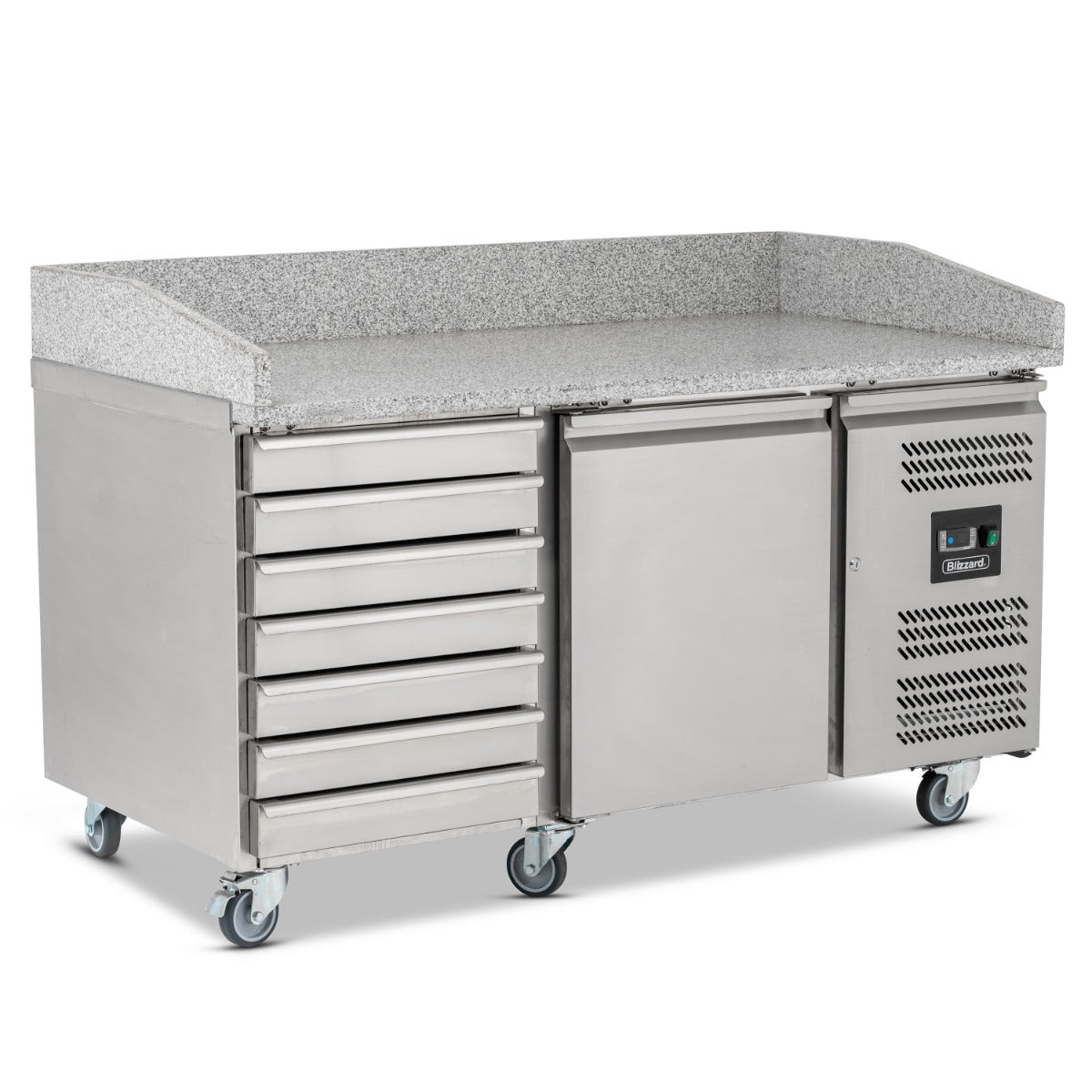 Single Hinged Door Pizza Prep Counter With Neutral Drawers