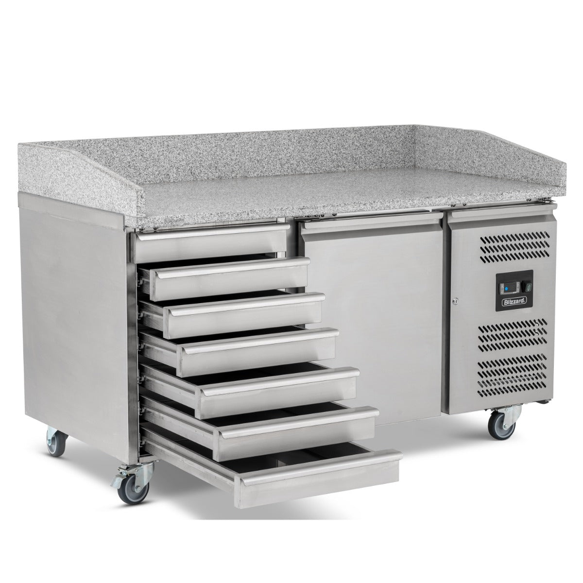 Single Hinged Door Pizza Prep Counter With Neutral Drawers