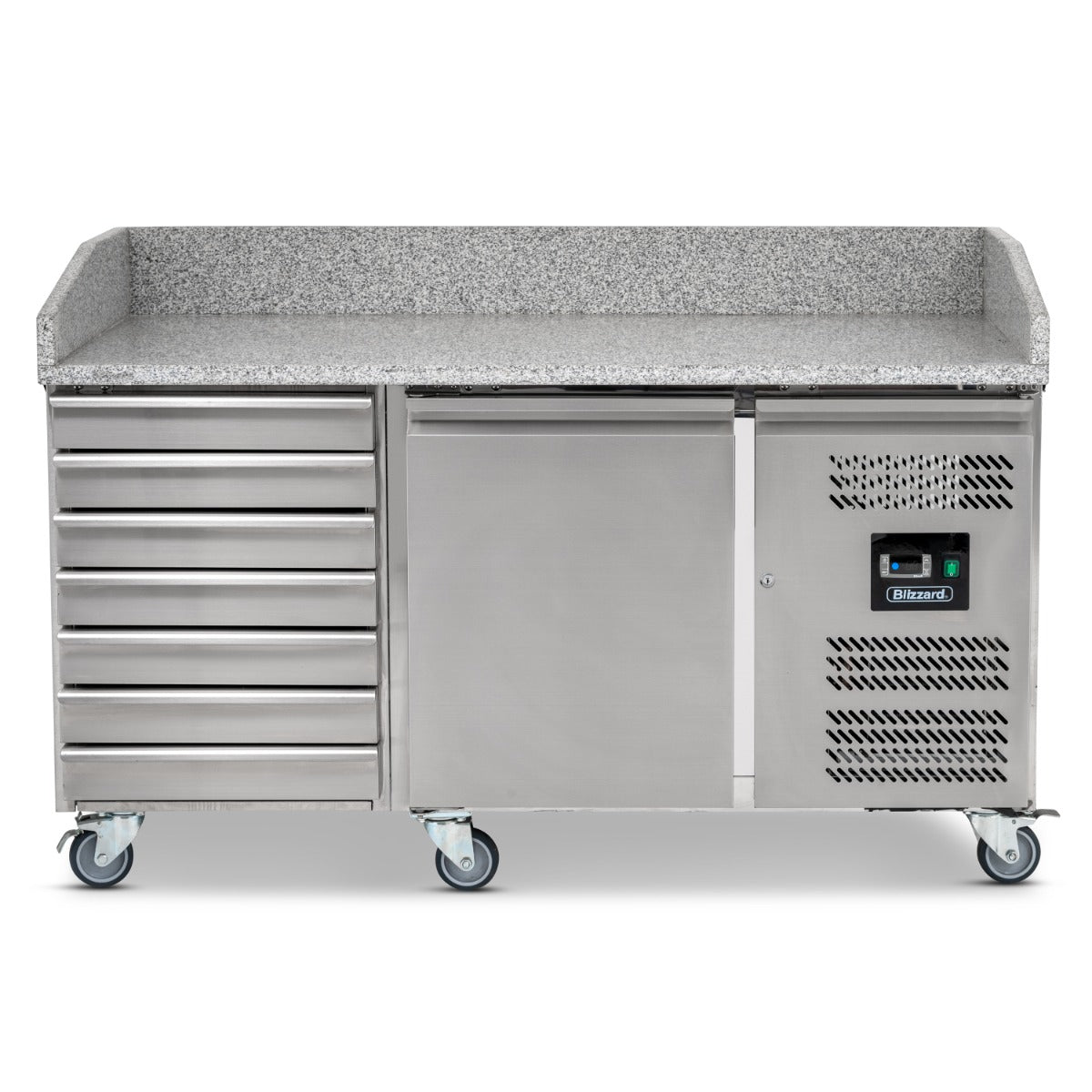 Single Hinged Door Pizza Prep Counter With Neutral Drawers