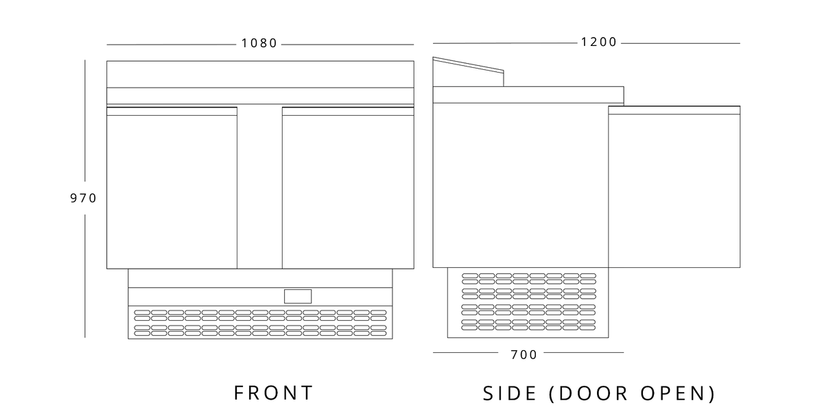 Double Hinged Door Compact Gastronorm Prep Counter